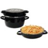 Friteuse émail 26 cm noire avec panier et couvercle verre – Image 2