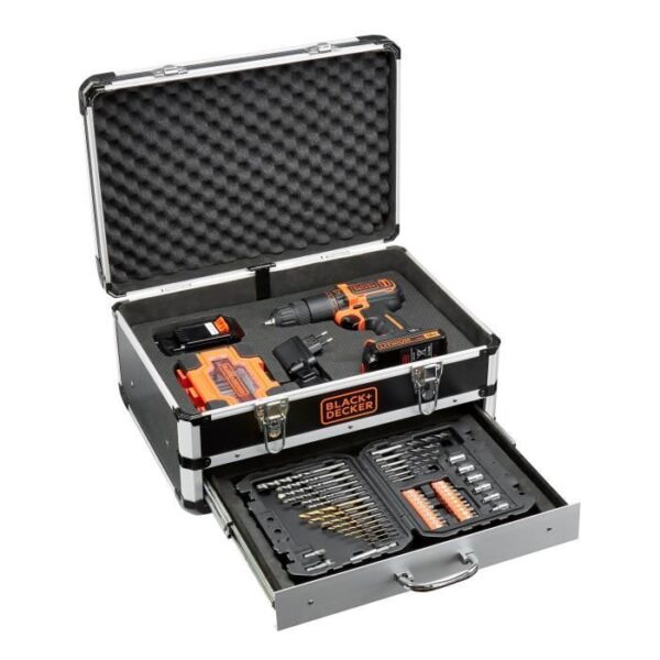 BLACK+DECKER Perceuse a Percussion Sans Fil 18 V BDC718AS2F-QW avec 80 Accessoires