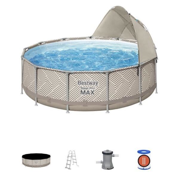Kit Piscine hors sol tubulaire BESTWAY Steel Pro Max 396 x 107 cm - Ronde (Avec filtre a cartouche