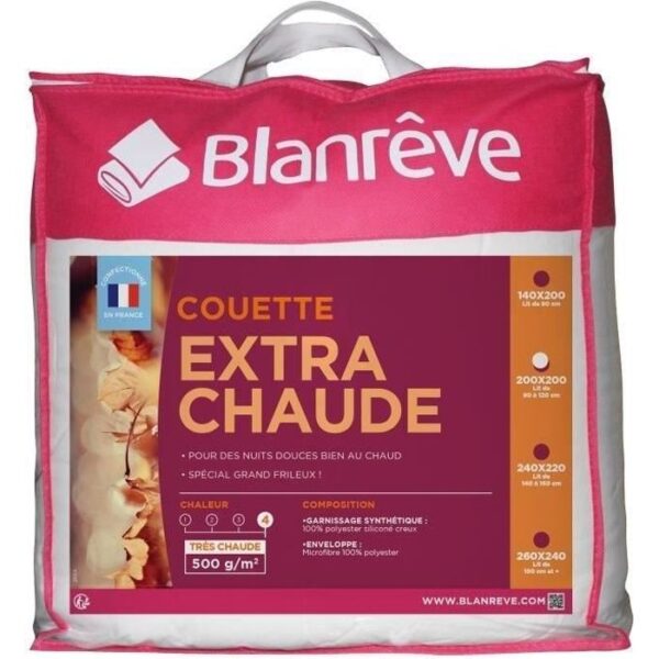 BLANREVE Couette extra chaude en microfibre - 200 x 200 cm - Blanc