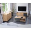 Buffet 2 portes 3 tiroirs - Panneaux de particules mélaminé - Chene et noir - BROOKLYN L 154 cm x  P 41 cm x H 74 cm – Image 6