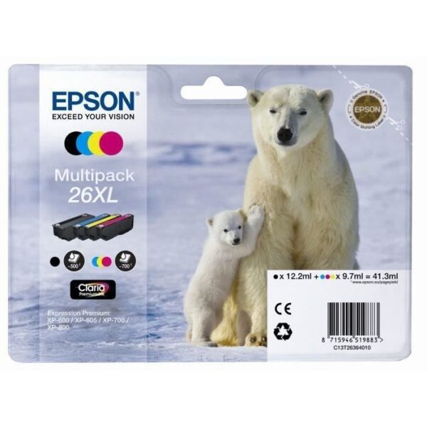 EPSON Multipack T2636 XL - Ours Polaire - Noir