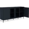 Buffet bas - CARACAS - Décor bleu navy - 2 portes vitrées + 2 portes - L180 x H90 x P40 cm – Image 4