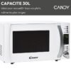 Micro-ondes Candy Essenza CMXW30DW 900W 30L Digital Blanc - Fonction Décongélation - 5 Niveaux de Puissance - 10 Menus Auto – Image 2