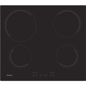 Plaque de cuisson vitrocéramique CANDY CH64CCB - 4 foyers - L 56 x P 49 cm - Revetement verre noir