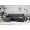 Canapé d'angle convertible réversible 3 places - Tissu gris - Contemporain - L 222 x P 150 x H 86 cm - CATS - Fabriqué en Ukraine – Image 2