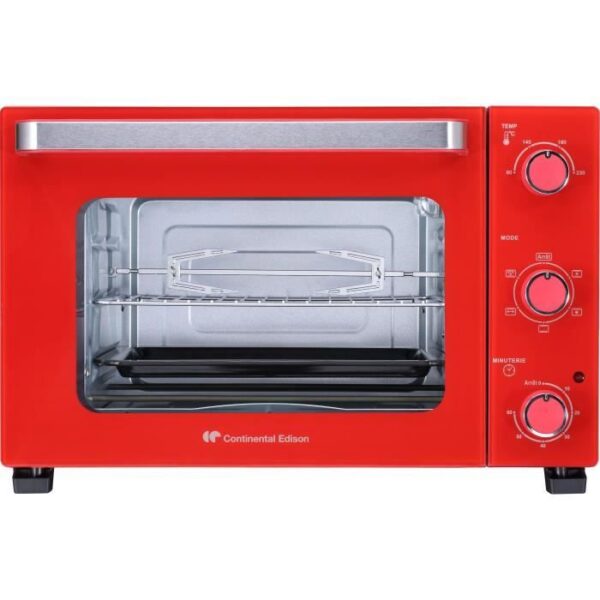 CONTINENTAL EDISON CEMF35R - Minifour électrique 35L rouge  - 1500W - Rotissoire