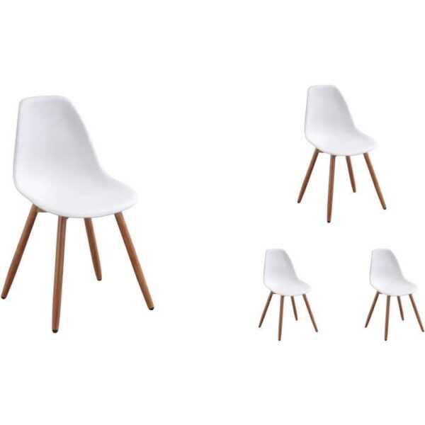 Lot de 4 chaises de jardin en polypropylene - Blanc - 50 x 55 x 85