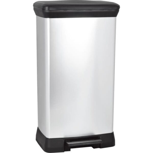 CURVER Poubelle a pédale - 50 litres - Aspect métal - Plastique recyclé