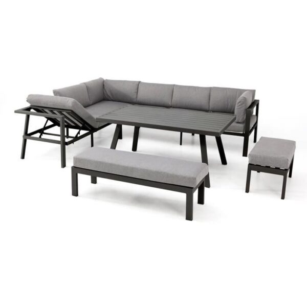 Ensemble repas de jardin ANTALYA 9 places en aluminium - GRIS ANTHRACITE