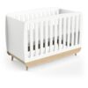 commode 2 tiroirs + 3 niches et 1 plan a langer - FIRMIANA - Scandinave - Blanc mat & bois - DEMEYERE