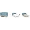 Ens. lit bébé 70 x 140 Kit évolutif, commode 2 tiroirs, 3 niches et 1 plan a langer - FIRMIANA - Scandinave - Bleu / bois - – Image 5