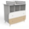 Ens. lit bébé 70 x 140 Kit évolutif, commode 2 tiroirs, 3 niches et 1 plan a langer - FIRMIANA - Scandinave - Blanc/bois - DEMEYERE – Image 5