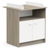 Commode a langer 2 portes, 1 niche - HELICIA - Blanc mat & Chene kronberg - 79,6 x 70 x 94,4 cm - DEMEYERE – Image 6