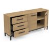Enfilade 2 portes / 3 tiroirs - CRAFT - Chene Hamilton / Noir - 152 x 39,5 x 72,3 cm - DEMEYRE – Image 5