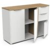 Enfilade ACCESS - 3 portes + 2 tiroirs - Décor chene Hamilton et Blanc  - L 121,5 x P 39,6 x H 85,6 cm - DEMEYERE – Image 5
