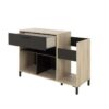 Meuble rangement vinyle - GAMI - Platine - Style urbain - Décor chene - Noir - L 115 x P 40 x H 81 cm – Image 4