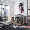 Meuble rangement vinyle - GAMI - Platine - Style urbain - Décor chene - Noir - L 115 x P 40 x H 81 cm – Image 5