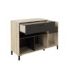 Meuble rangement vinyle - GAMI - Platine - Style urbain - Décor chene - Noir - L 115 x P 40 x H 81 cm – Image 6