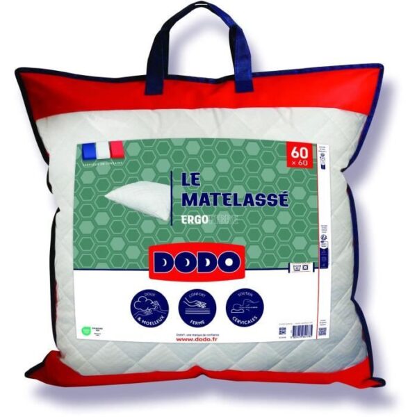 Oreiller Le Matelassé DODO - 60x60 cm - Soutien ferme - Taie déhoussable