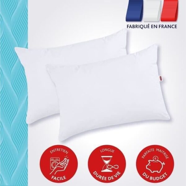 DODO Lot de 2 oreillers Tendance 50x70 cm- 100% Polyester