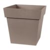 EDA Pot de fleur carré Toscane - 32 x 32 x H 32 cm - 22 L - Taupe – Image 2