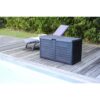 EDA Coffre de jardin BAYA en Plastique 420 litres - Décor imitation bois - Gris anthracite - Fabriqué en France – Image 2