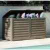 EDA Coffre de jardin BAYA en Plastique 420 litres - Décor imitation bois - Taupe - Fabriqué en France – Image 3