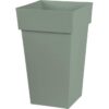 Pot de fleur haut carré Toscane - EDA PLASTIQUE - 39 x 39 x H 65 cm - 62 L - Vert laurier