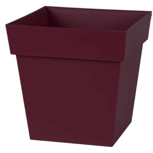 EDA Pot de Fleur Carré TOSCANE 32 cm - Volume 22 L - 32 x 32 x 32 cm - Rouge bourgogne