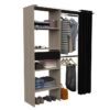Dressing avec rideau ARTIC - Chene et noir - 1 colonne + 2 penderies + 1 tiroir - EKIPA – Image 3