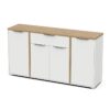 Ensemble Salon ACCESS : Table basse + Banc TV + Enfilade 4 portes - Decor chene Hamilton et blanc – Image 3