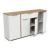 Ensemble Salon ACCESS : Table basse + Banc TV + Enfilade 4 portes - Decor chene Hamilton et blanc – Image 4