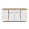 Ensemble Salon ACCESS : Table basse + Banc TV + Enfilade 4 portes - Decor chene Hamilton et blanc – Image 5
