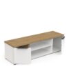 Ensemble Salon ACCESS : Table basse + Banc TV + Enfilade 4 portes - Decor chene Hamilton et blanc – Image 6