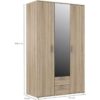 Armoire 3 portes battantes avec 1 miroir + 2 tiroirs - Décor chene Sonoma - L 121 x P 54 x H 200