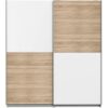 Armoire 2 portes coulissantes - Panneaux de particules - Décor chene et blanc - L 170