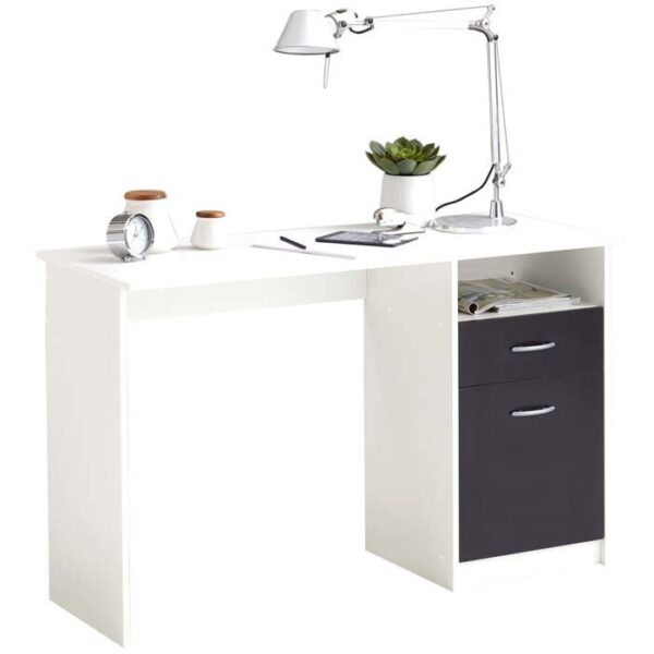 Bureau JACKSON - Décor blanc P/noir - L123 x H76