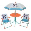 2 chaises pliables et un parasol pour enfant