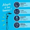 Colonne de douche avec inverseur manuel - Economie d'eau - GROHE Vitalio Start System 250 - Noir Mat - 266802431 – Image 3