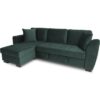 Canapé d'angle convertible HAMILTON 4 places - Tissu velours vert - L 245 x P 140 x H 86 - Coffre de rangement – Image 2