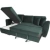 Canapé d'angle convertible HAMILTON 4 places - Tissu velours vert - L 245 x P 140 x H 86 - Coffre de rangement – Image 3