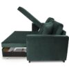Canapé d'angle convertible HAMILTON 4 places - Tissu velours vert - L 245 x P 140 x H 86 - Coffre de rangement – Image 4