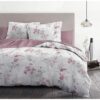 Parure de couette 240x260 cm HOME LINGE PASSION POMPADOUR : Housse de couette + 2 taies d'oreiller - 100% Coton 57 Fils - Blanc/rose – Image 3