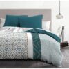 Parure de couette microfibre Ethno - 1 housse de couette 240x260 cm + 2 taies d'oreiller 63x63 cm - Bleu Canard - HOME LINGE