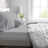 Drap housse - HOME LINGE PASSION - HP71765 - 140 x 190 cm + 30 cm bonnet - Microfibre - 82 g - Gris clair – Image 2