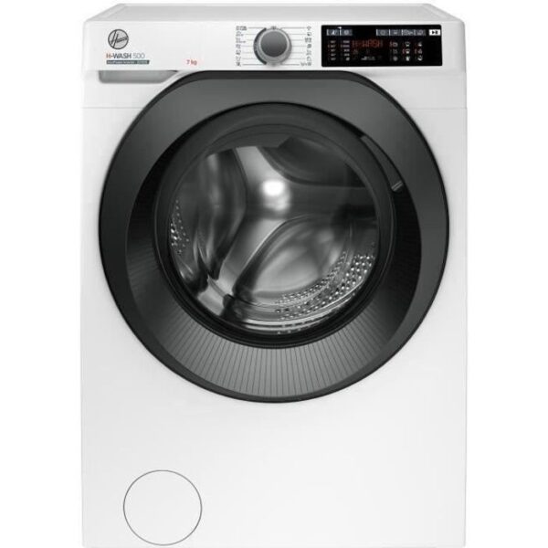 Lave-linge hublot HOOVER H-WASH 500 HW4 37XMBB/1-S - 7 kg - Induction - 1300 trs/min - Classe A - Connecté - Blanc