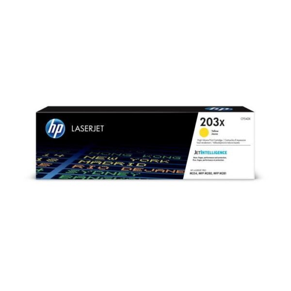Cartouche de toner jaune HP 203X LaserJet grande capacité authentique pour HP Color LaserJet Pro M254/M280/M281