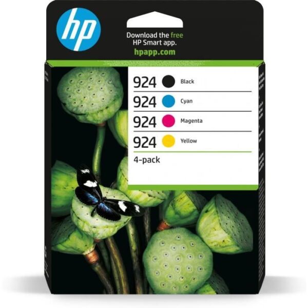 HP 924 Cartouche Encre Authentique Pack de 4 cyan