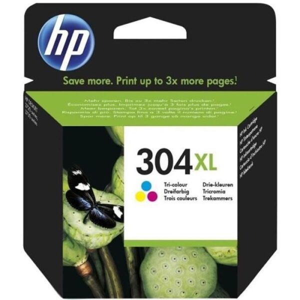 HP 304XL Cartouche d'encre trois couleurs authentique (N9K07AE) pour HP DeskJet 2620/2630/3720/3730